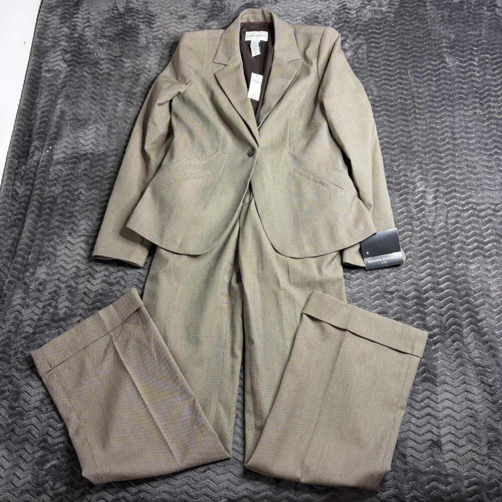 Banana Republic Pantsuit Womens Jacket sz 8 Pants sz 4 Wool Blend Stretch NWT